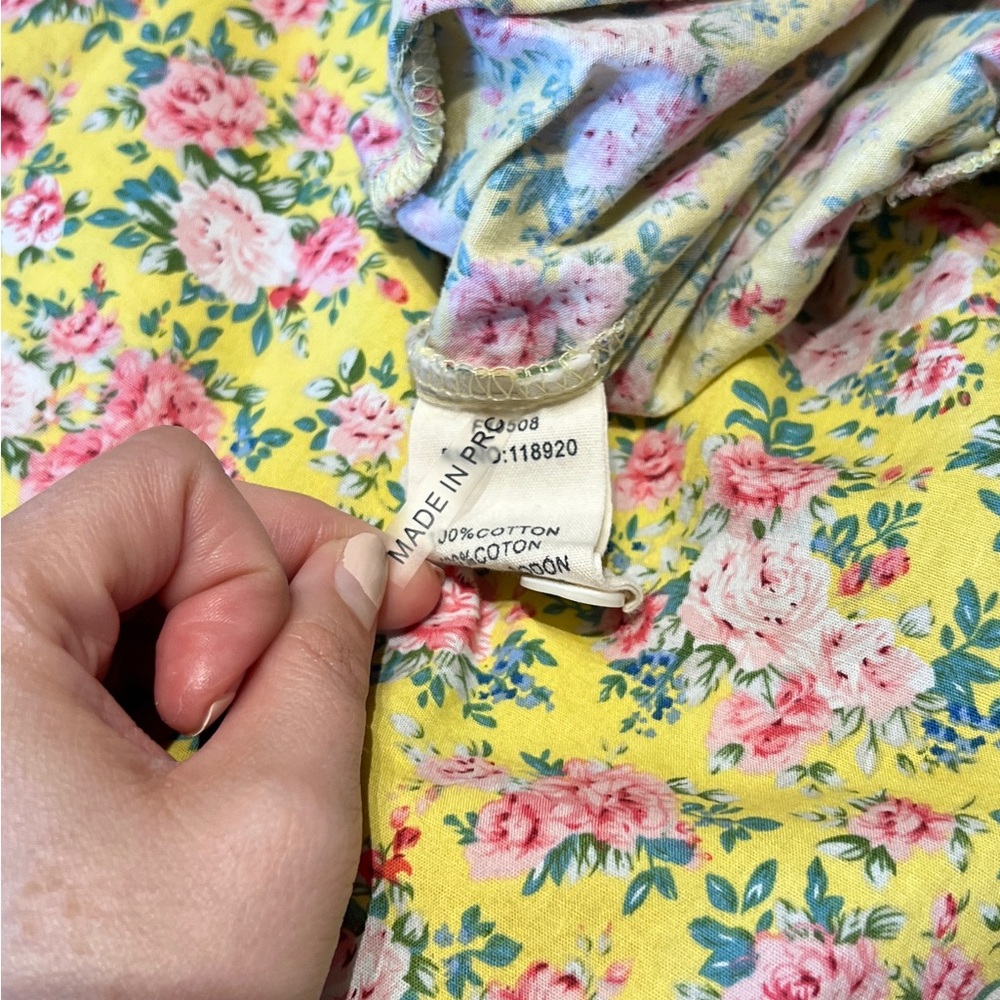 FRNCH Floral Skirt Women’s XS Yellow Button Front Pockets Cotton Cottagecore - Picture 10 of 11